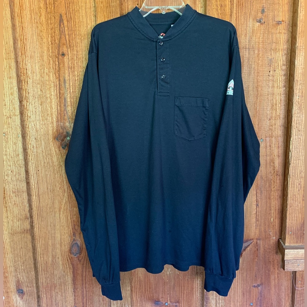Bulwark Protective Apparel Fire Resistant Black Long Sleeve Henley Men’s Size 2X